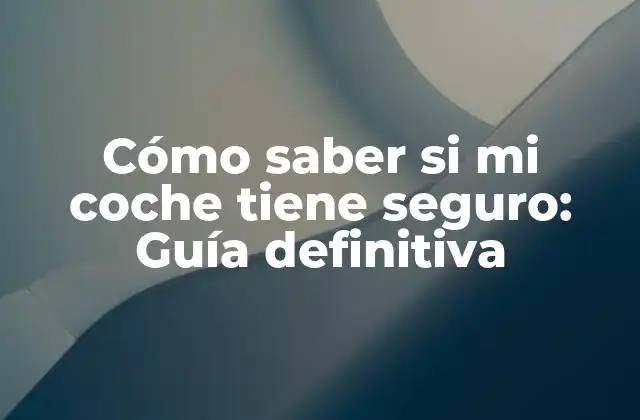 Cómo Saber Si Mi Coche Tiene Seguro: Guía Definitiva