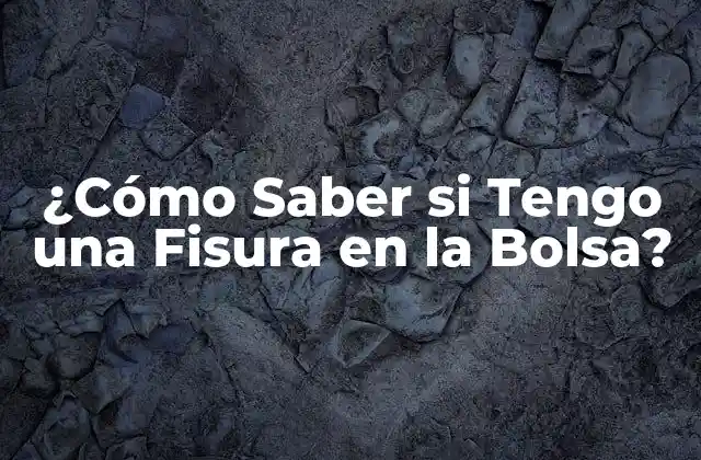 ¿cómo Saber Si Tengo una Fisura en la Bolsa?