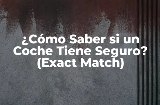 ¿cómo Saber Si un Coche Tiene Seguro? (exact Match)