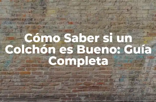 Cómo Saber Si un Colchón es Bueno: Guía Completa