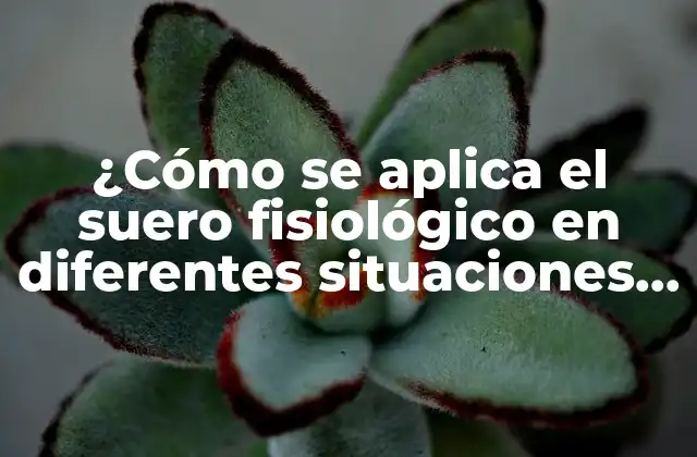 ¿cómo Se Aplica el Suero Fisiológico en Diferentes Situaciones Médicas?