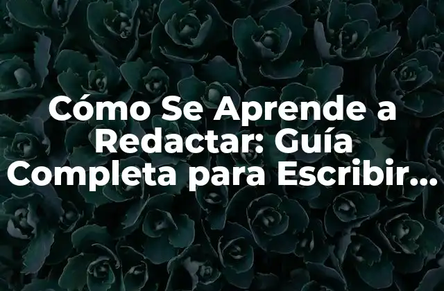 Cómo Se Aprende a Redactar: Guía Completa para Escribir como un Profesionista