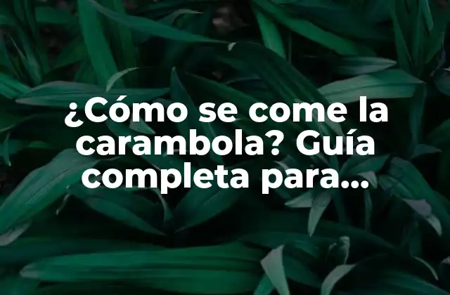 ¿cómo Se Come la Carambola? Guía Completa para Disfrutar de Este Delicioso Fruto