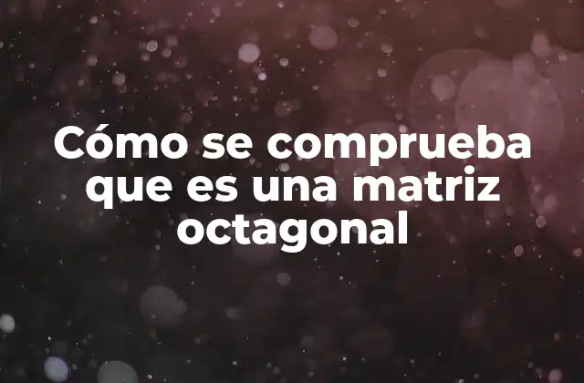 Cómo Se Comprueba que es una Matriz Octagonal