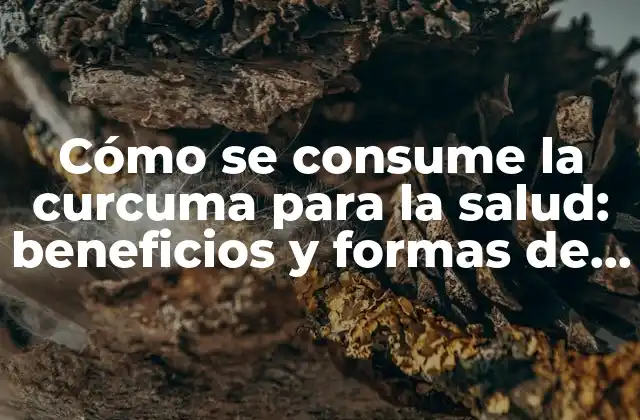 Cómo Se Consume la Curcuma para la Salud: Beneficios y Formas de Ingesta