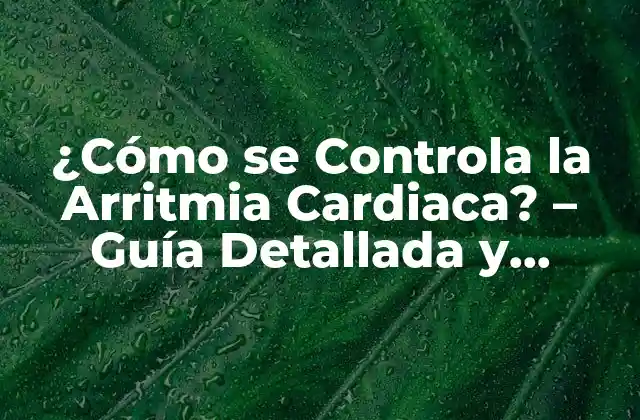 ¿cómo Se Controla la Arritmia Cardiaca? – Guía Detallada y Completa