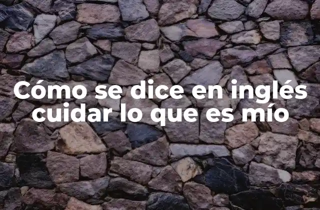 Cómo Se Dice en Inglés Cuidar Lo que es Mío 2 Expresiones similares sin mencionar directamente el concepto