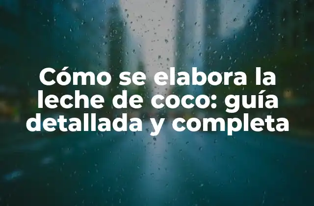 Cómo Se Elabora la Leche de Coco: Guía Detallada y Completa