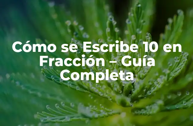 Cómo Se Escribe 10 en Fracción – Guía Completa