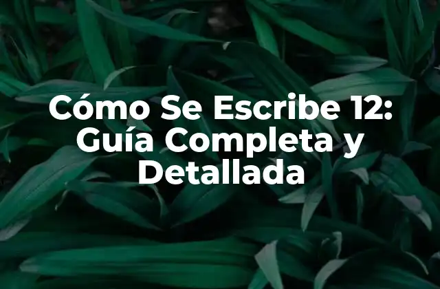 Cómo Se Escribe 12: Guía Completa y Detallada