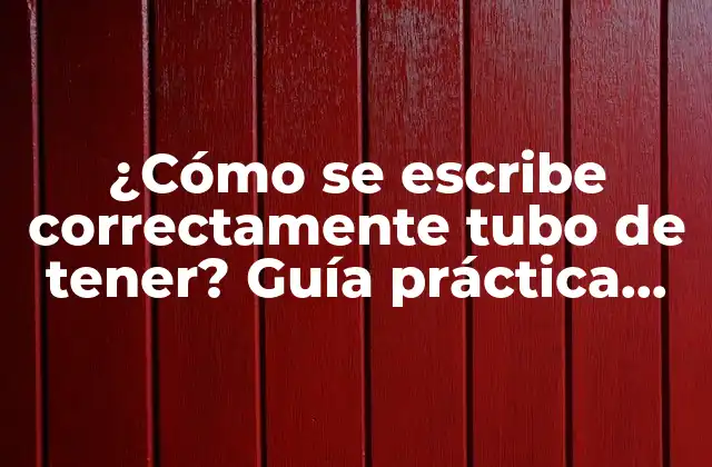 ¿cómo Se Escribe Correctamente Tubo de Tener? Guía Práctica para Resolver la Duda