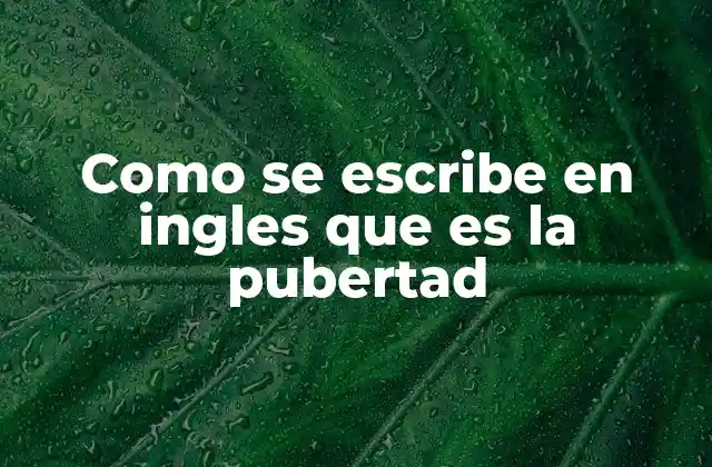 Como Se Escribe en Ingles que es la Pubertad
