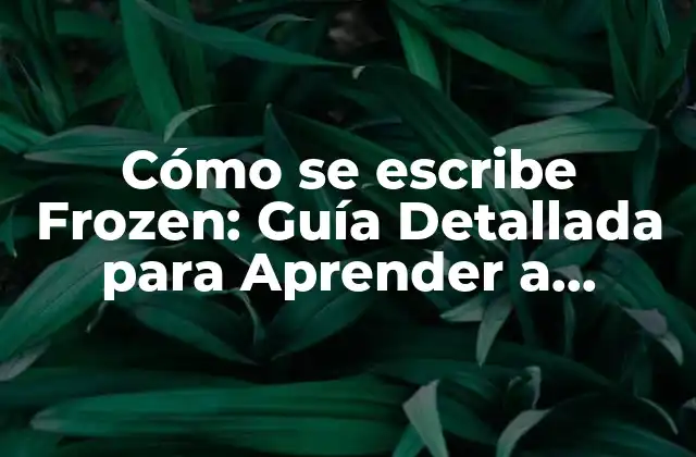 Cómo Se Escribe Frozen: Guía Detallada para Aprender a Dibujar
