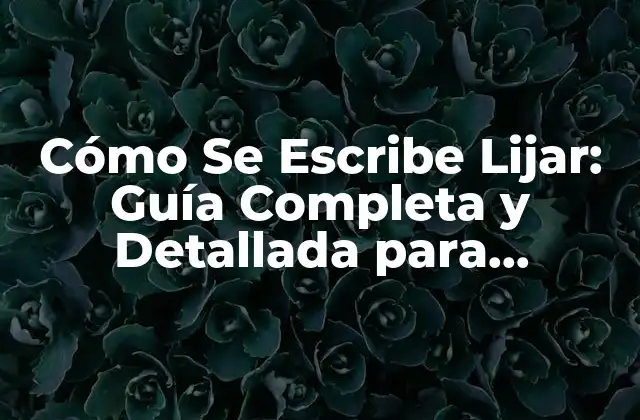 Cómo Se Escribe Lijar: Guía Completa y Detallada para Aprender a Escribir Correctamente