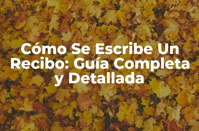 Cómo Se Escribe un Recibo: Guía Completa y Detallada