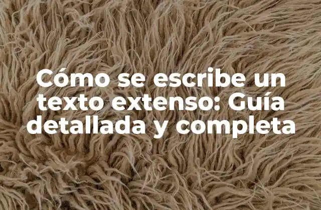 Cómo Se Escribe un Texto Extenso: Guía Detallada y Completa
