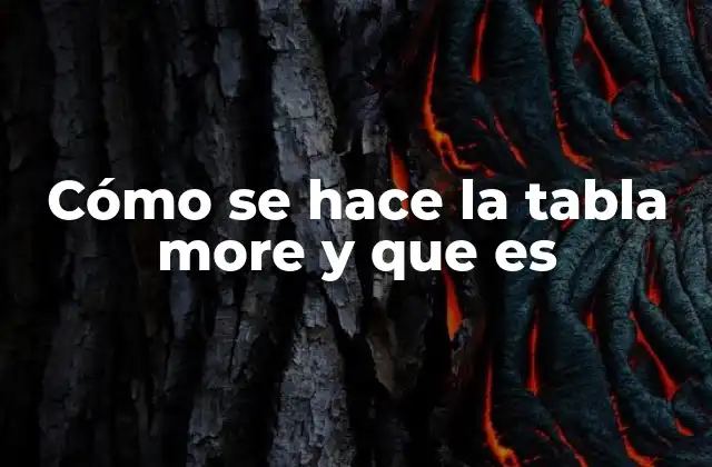 Cómo Se Hace la Tabla More y que es