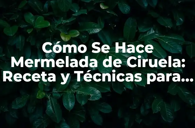 Cómo Se Hace Mermelada de Ciruela: Receta y Técnicas para una Delicia Casera