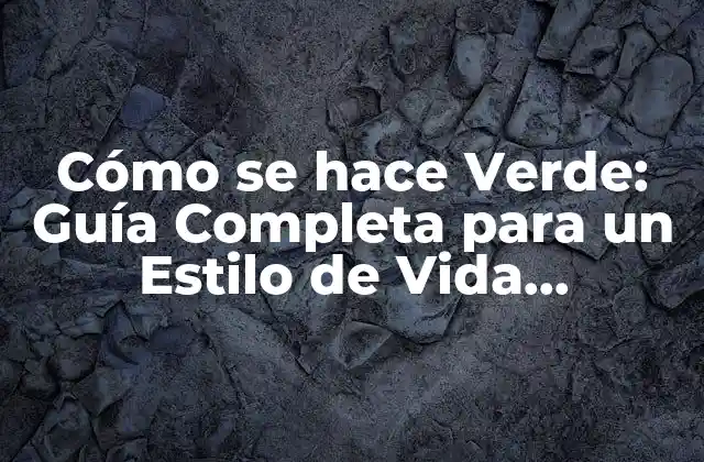 Cómo Se Hace Verde: Guía Completa para un Estilo de Vida Sostenible