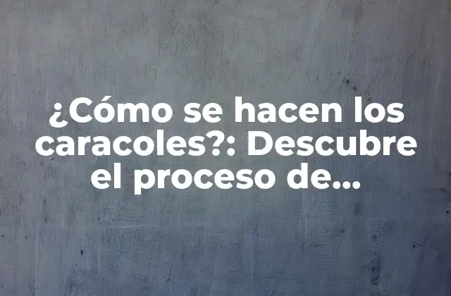¿cómo Se Hacen los Caracoles?: Descubre el Proceso de Fabricación