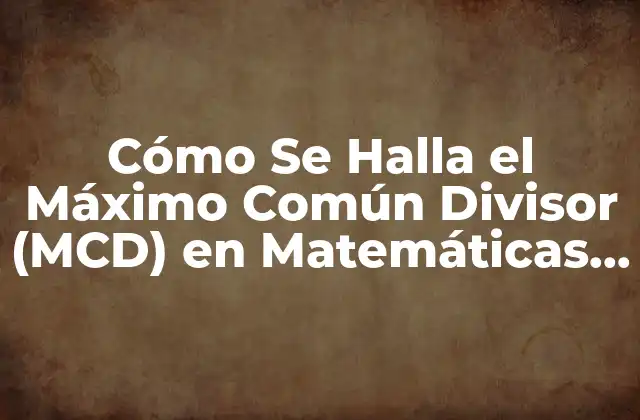 Cómo Se Halla el Máximo Común Divisor (mcd) en Matemáticas – Ejemplos y Ejercicios
