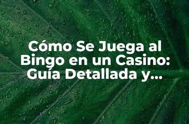 Cómo Se Juega Al Bingo en un Casino: Guía Detallada y Completa
