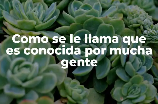 Como Se Le Llama que es Conocida por Mucha Gente