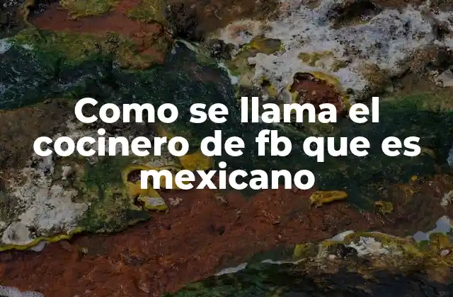 Como Se Llama el Cocinero de Fb que es Mexicano