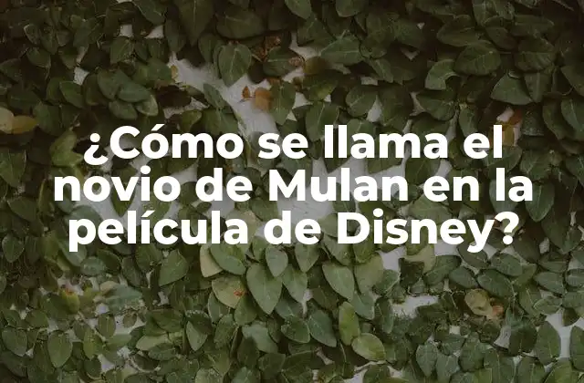 ¿cómo Se Llama el Novio de Mulan en la Película de Disney?