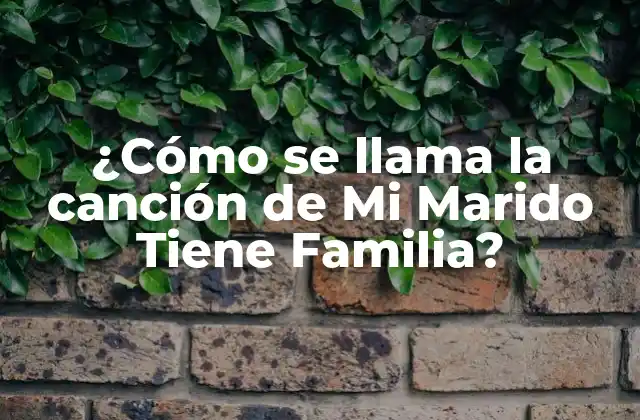¿cómo Se Llama la Canción de Mi Marido Tiene Familia?