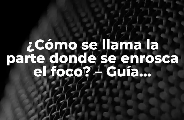 ¿cómo Se Llama la Parte Donde Se Enrosca el Foco? – Guía Detallada