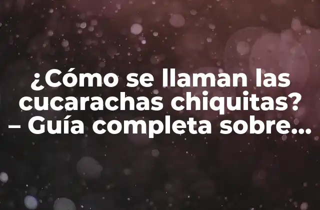 ¿cómo Se Llaman las Cucarachas Chiquitas? – Guía Completa sobre las Especies de Cucarachas Pequeñas