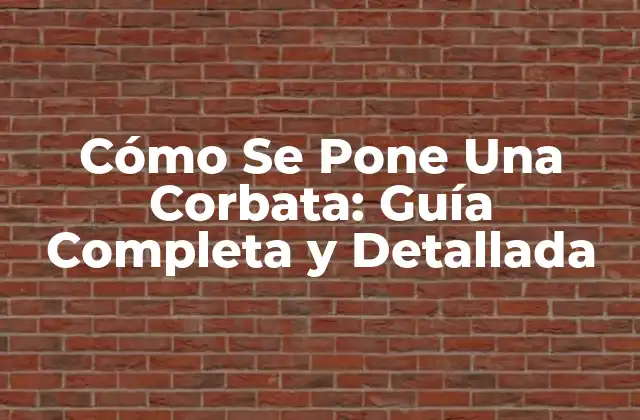 Cómo Se Pone una Corbata: Guía Completa y Detallada