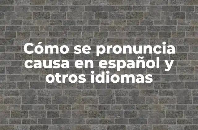 Cómo Se Pronuncia Causa en Español y Otros Idiomas