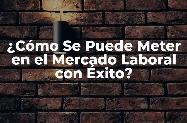 ¿cómo Se Puede Meter en el Mercado Laboral con Éxito?