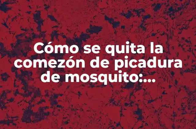 Cómo Se Quita la Comezón de Picadura de Mosquito: Soluciones Efectivas