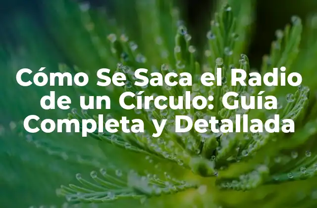 Cómo Se Saca el Radio de un Círculo: Guía Completa y Detallada
