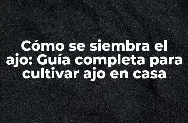 Cómo Se Siembra el Ajo: Guía Completa para Cultivar Ajo en Casa