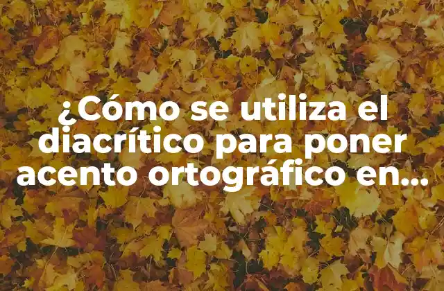 ¿cómo Se Utiliza el Diacrítico para Poner Acento Ortográfico en una Vocal?