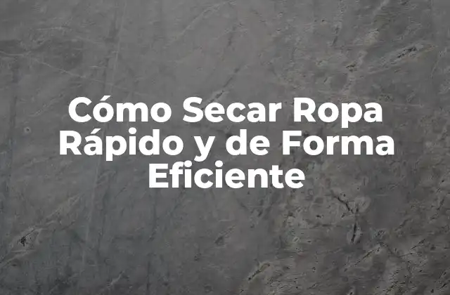 Cómo Secar Ropa Rápido y de Forma Eficiente