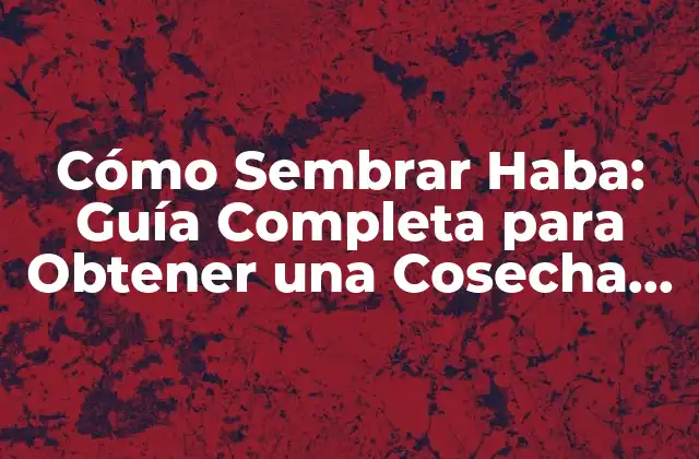 Cómo Sembrar Haba: Guía Completa para Obtener una Cosecha Exitosa