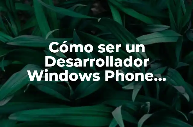 Cómo Ser un Desarrollador Windows Phone Exitoso