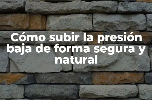 Cómo Subir la Presión Baja de Forma Segura y Natural