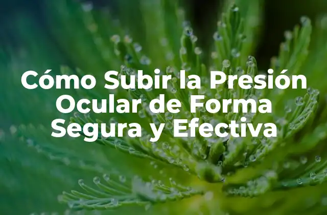 Cómo Subir la Presión Ocular de Forma Segura y Efectiva