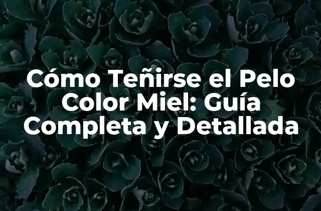 Cómo Teñirse el Pelo Color Miel: Guía Completa y Detallada
