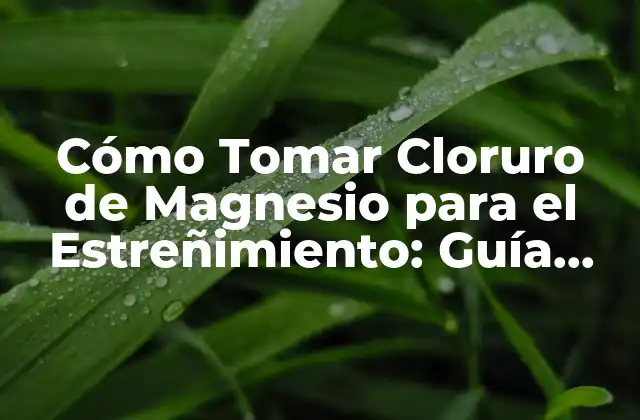 Cómo Tomar Cloruro de Magnesio para el Estreñimiento: Guía Detallada