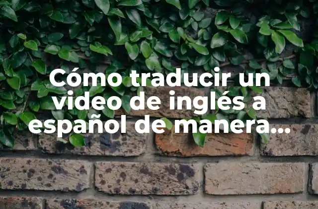 Cómo Traducir un Video de Inglés a Español de Manera Efectiva