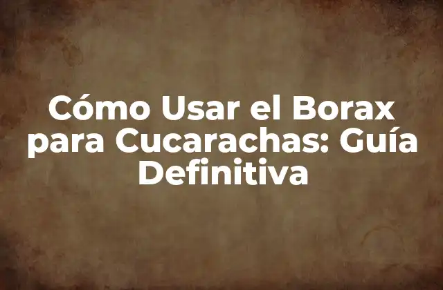Cómo Usar el Borax para Cucarachas: Guía Definitiva