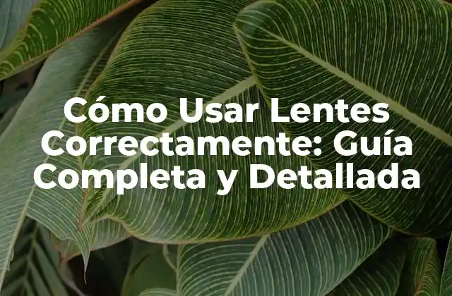 Cómo Usar Lentes Correctamente: Guía Completa y Detallada