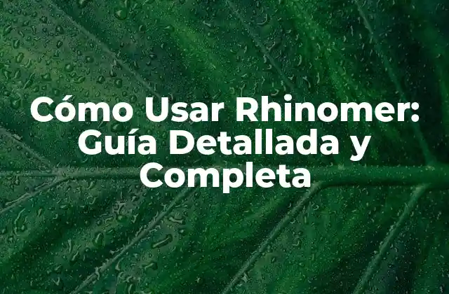 Cómo Usar Rhinomer: Guía Detallada y Completa